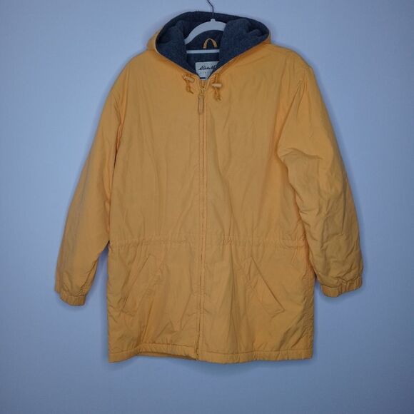 Eddie Bauer yellow jacket with gray fleece lining size small - Picture 2 of 10